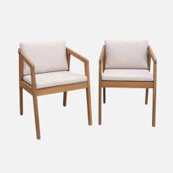 Silla de jardín de madera de acacia, set de 2