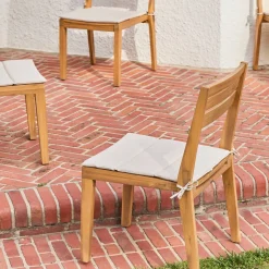 Silla de jardín de madera de acacia con cojín, set de 4