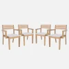 Silla de jardín de madera de acacia con cojín, set de 4