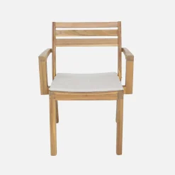 Silla de jardín de madera de acacia con cojín, set de 4