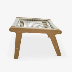Silla de jardín de madera y cuerda con reposapiés, set de 2