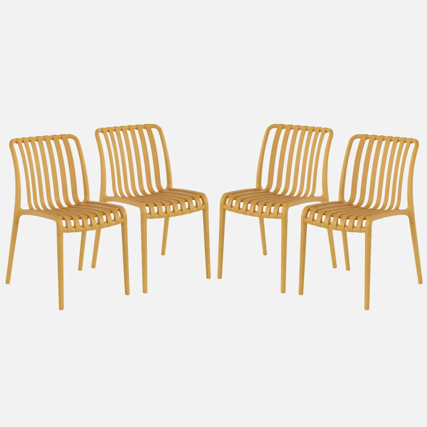 Silla de jardín de plástico, apilable, set de 4