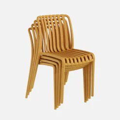 Silla de jardín de plástico, apilable, set de 4