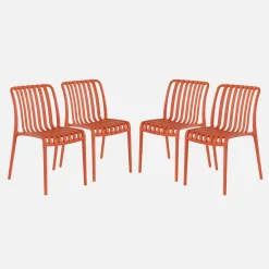 Silla de jardín de plástico, apilable, set de 4