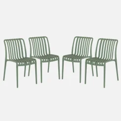 Silla de jardín de plástico, apilable, set de 4