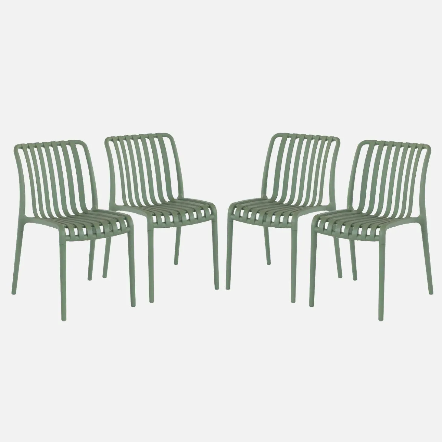 Silla de jardín de plástico, apilable, set de 4