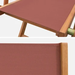 Silla de jardín plegable de madera de eucalipto, set de 2