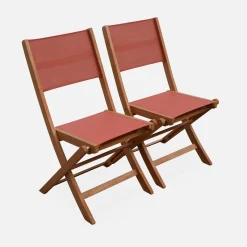 Silla de jardín plegable de madera de eucalipto, set de 2
