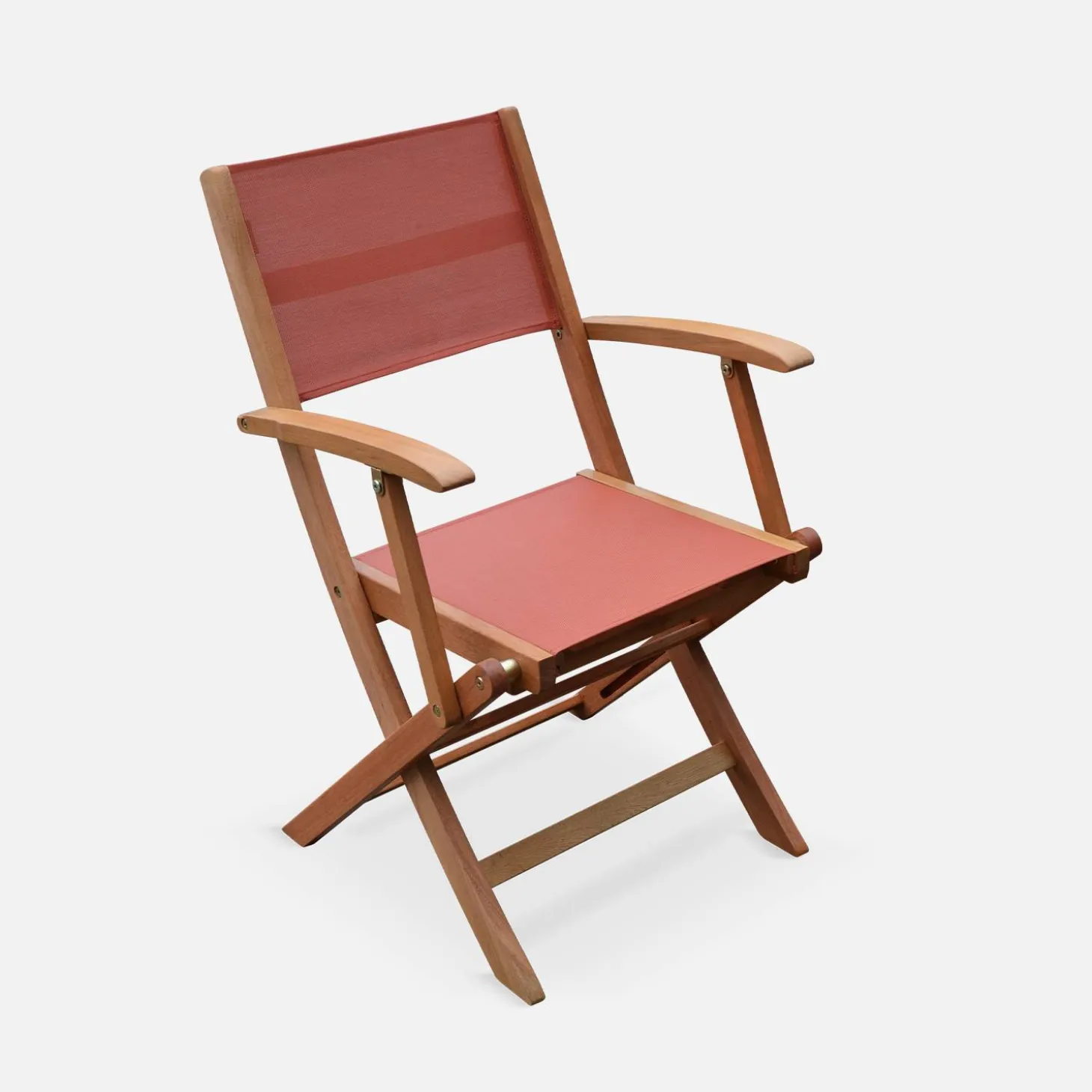 Silla de jardín plegable de madera de eucalipto, set de 2