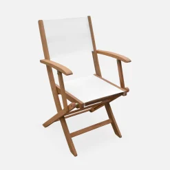 Silla de jardín plegable de madera de eucalipto, set de 2