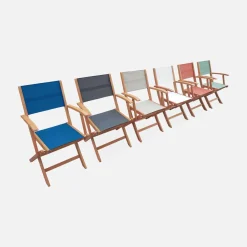 Silla de jardín plegable de madera de eucalipto, set de 2