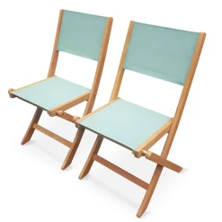 Silla de jardín plegable de madera de eucalipto, set de 2