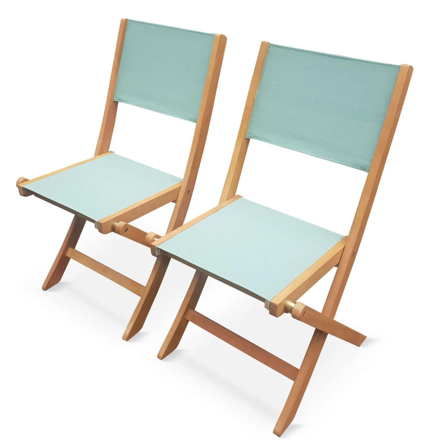 Silla de jardín plegable de madera de eucalipto, set de 2