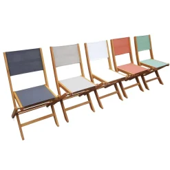Silla de jardín plegable de madera de eucalipto, set de 2