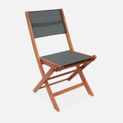 Silla de jardín plegable de madera de eucalipto, set de 2