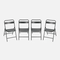 Silla de jardín plegable de acero, set de 4