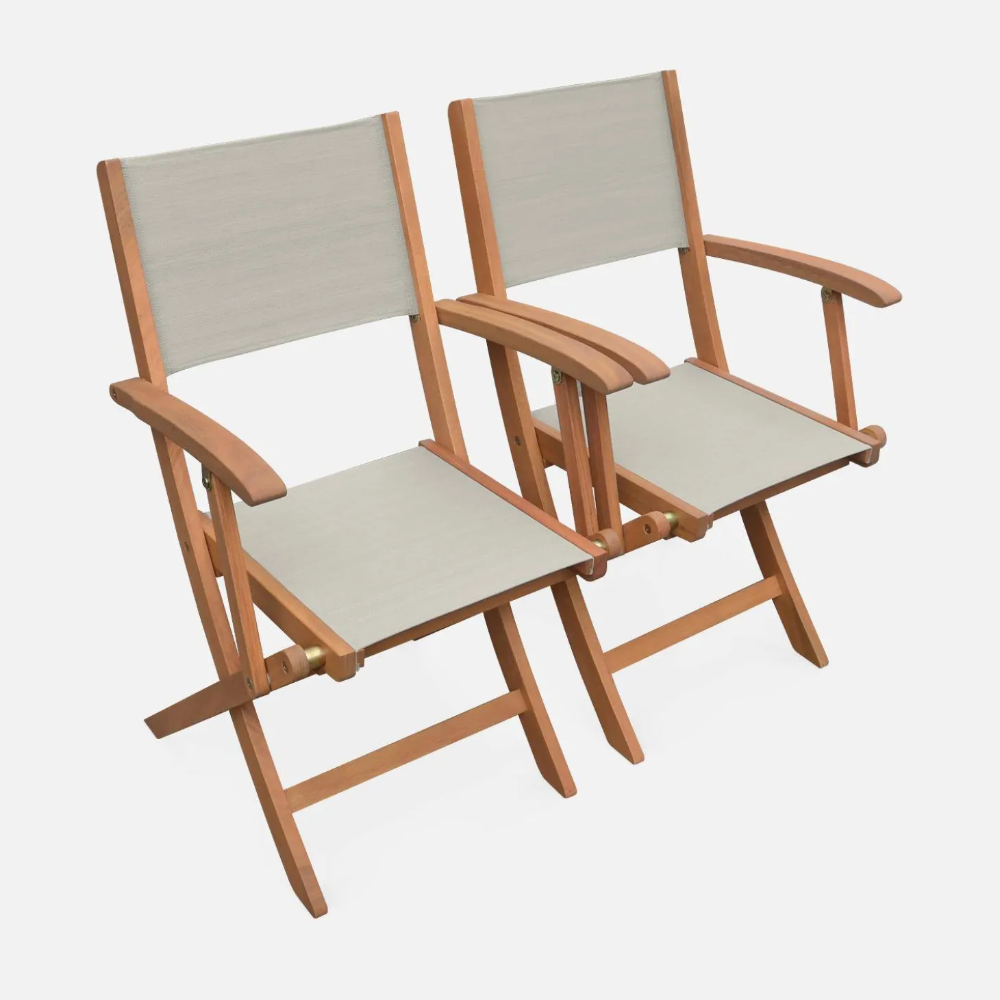 Silla de jardín plegable de madera de eucalipto, set de 2