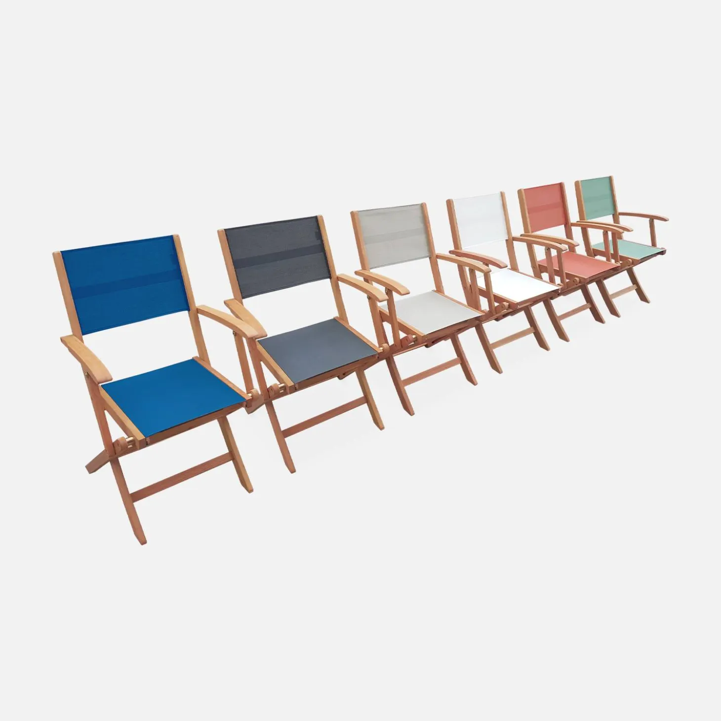Silla de jardín plegable de madera de eucalipto, set de 2