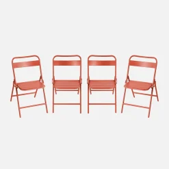 Silla de jardín plegable de acero, set de 4