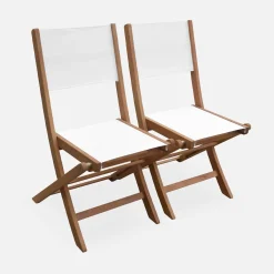Silla de jardín plegable de madera de eucalipto, set de 2