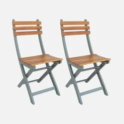 Silla de jardín plegable de madera de acacia (lote de 2)