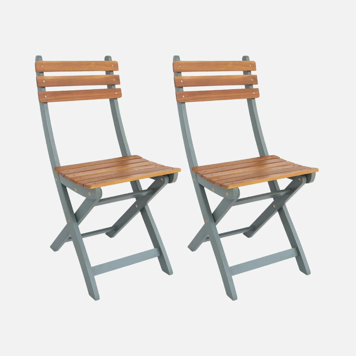 Silla de jardín plegable de madera de acacia (lote de 2)