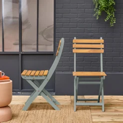Silla de jardín plegable de madera de acacia (lote de 2)