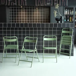 Silla de jardín plegable de acero, set de 4