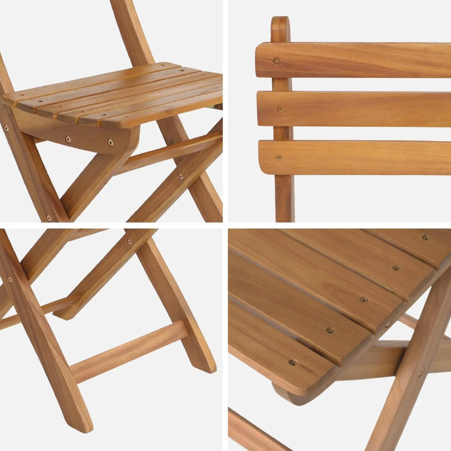 Silla de jardín plegable de madera de acacia (lote de 2)