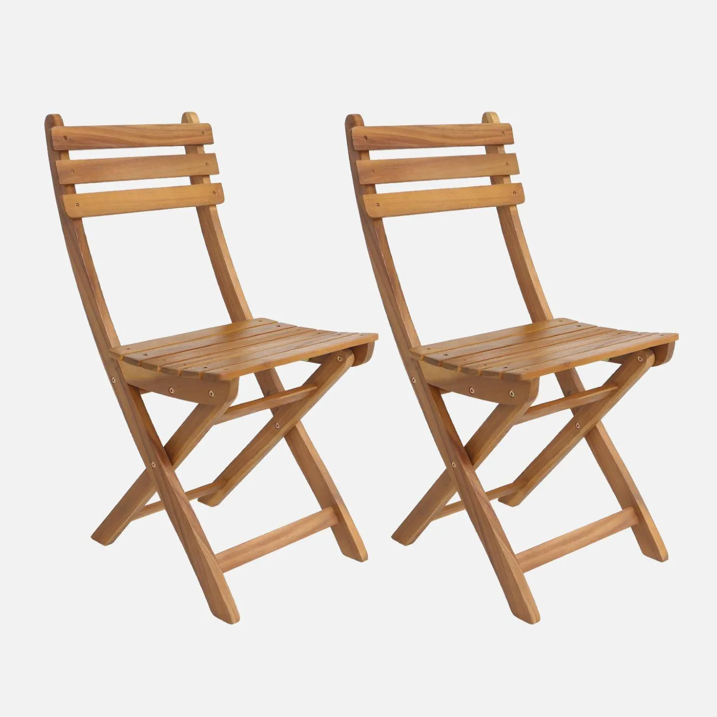Silla de jardín plegable de madera de acacia (lote de 2)