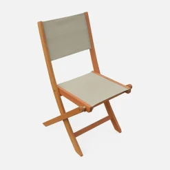 Silla de jardín plegable de madera de eucalipto, set de 2