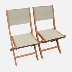 Silla de jardín plegable de madera de eucalipto, set de 2