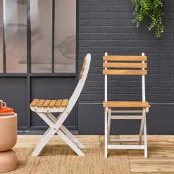 Silla de jardín plegable de madera de acacia (lote de 2)
