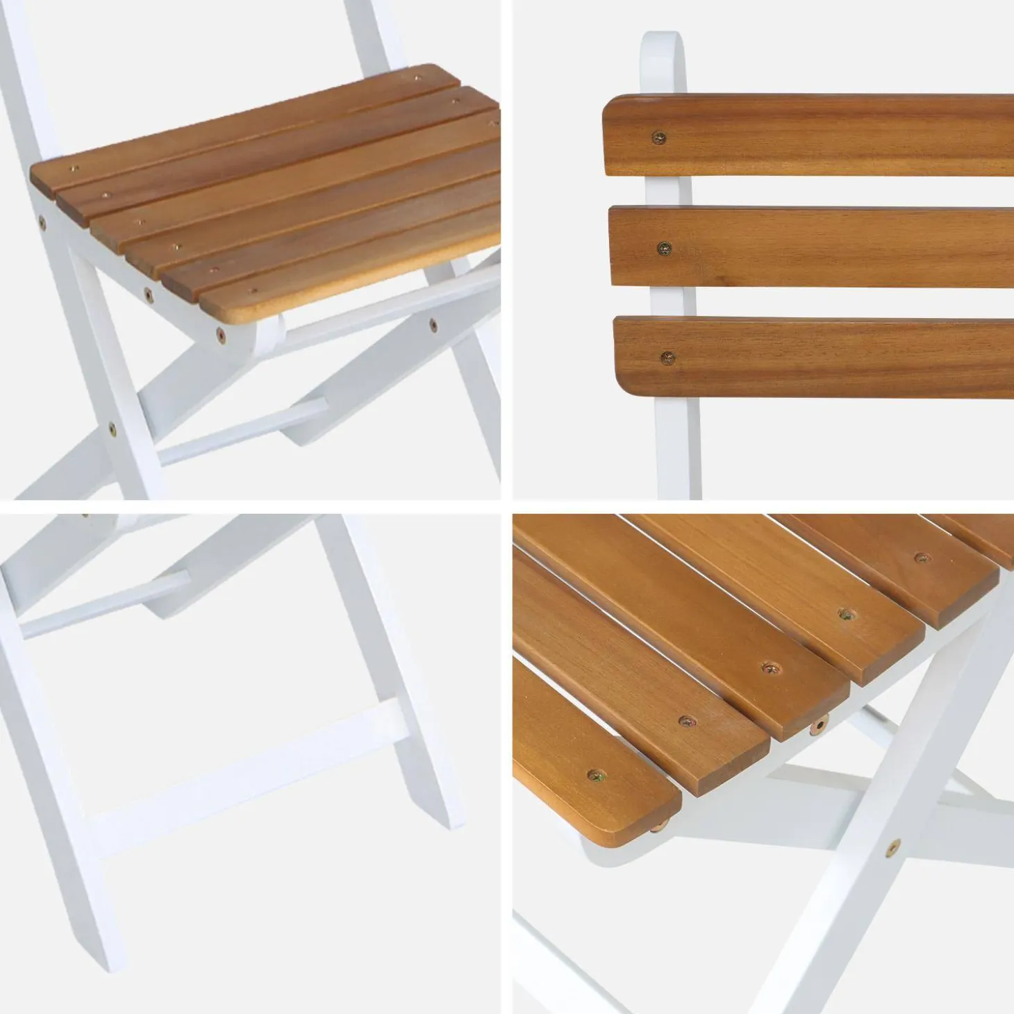 Silla de jardín plegable de madera de acacia (lote de 2)