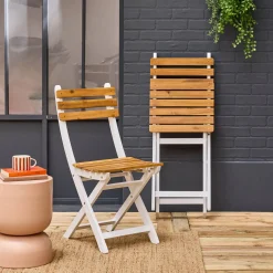 Silla de jardín plegable de madera de acacia (lote de 2)