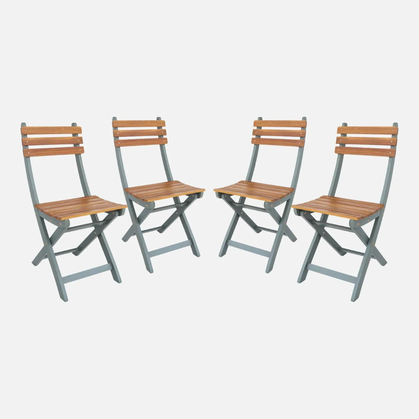 Silla de jardín plegable madera de acacia, set de 4