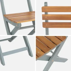 Silla de jardín plegable madera de acacia, set de 4