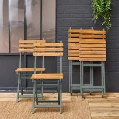 Silla de jardín plegable madera de acacia, set de 4