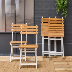 Silla de jardín plegable madera de acacia, set de 4