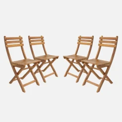 Silla de jardín plegable madera de acacia, set de 4