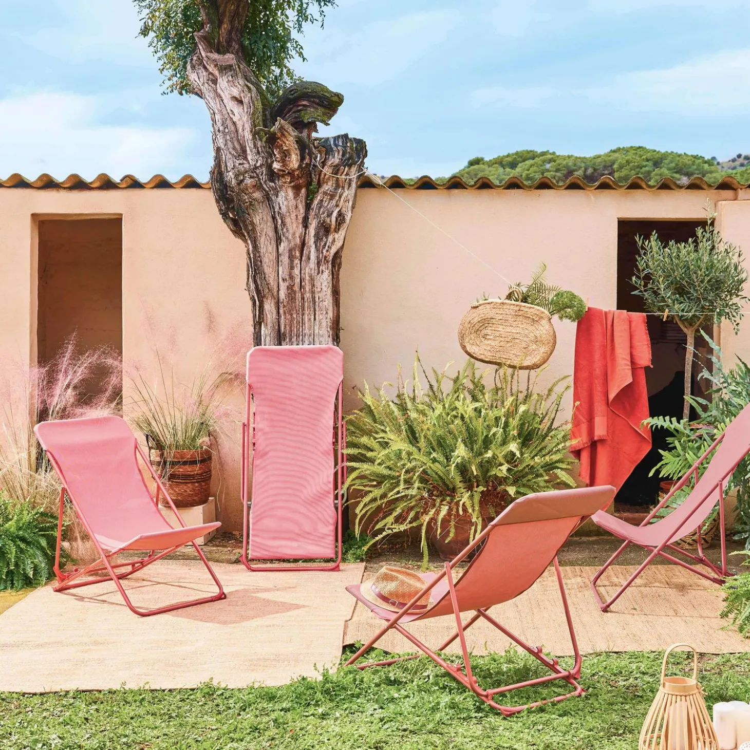 Silla de jardín plegable, set de 4