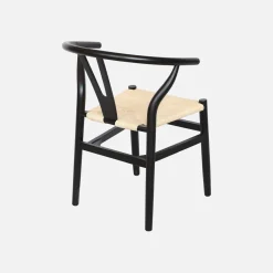 Silla de madera con asiento de cuerda, set de 2