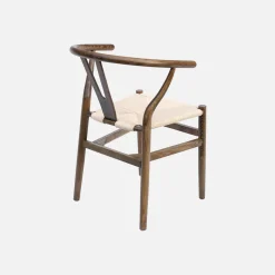 Silla de madera con asiento de cuerda, set de 2