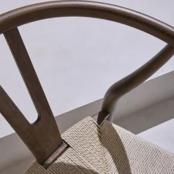 Silla de madera con asiento de cuerda, set de 2