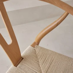 Silla de madera con asiento de cuerda, set de 2