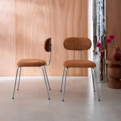Silla de madera curvada teñida de nogal y tejido repelente al agua , set de 2