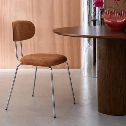 Silla de madera curvada teñida de nogal y tejido repelente al agua , set de 2