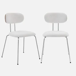 Silla de madera curvada teñida de nogal y tejido repelente al agua , set de 2