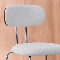 Silla de madera curvada teñida de nogal y tejido repelente al agua , set de 2