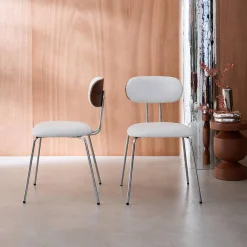 Silla de madera curvada teñida de nogal y tejido repelente al agua , set de 2
